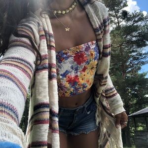 *long striped cotton cardigan*